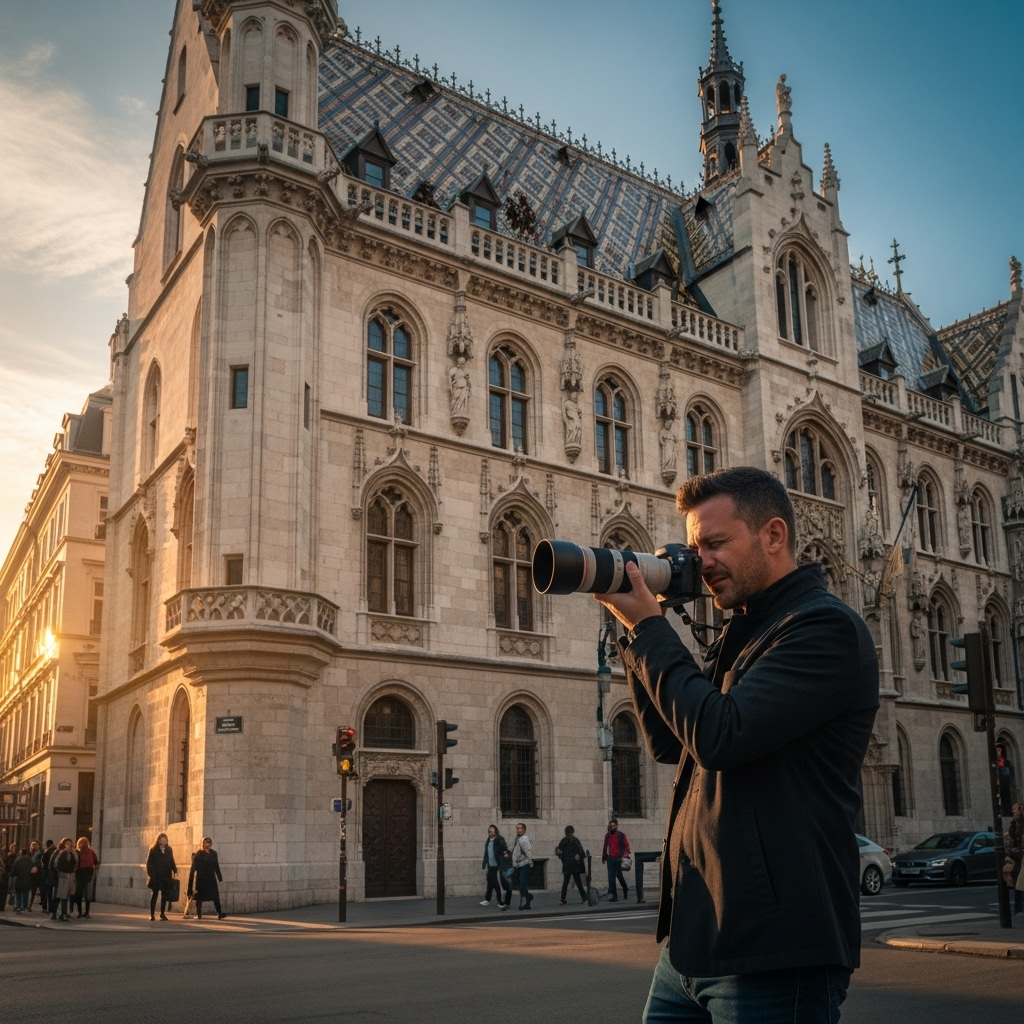 Man photographing architecture
